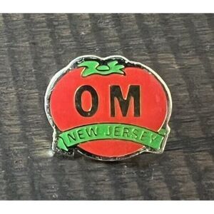 Vintage Odyssey of the Mind New Jersey  Hat Jacket Vest Souvenir Pin (OM Tomato)